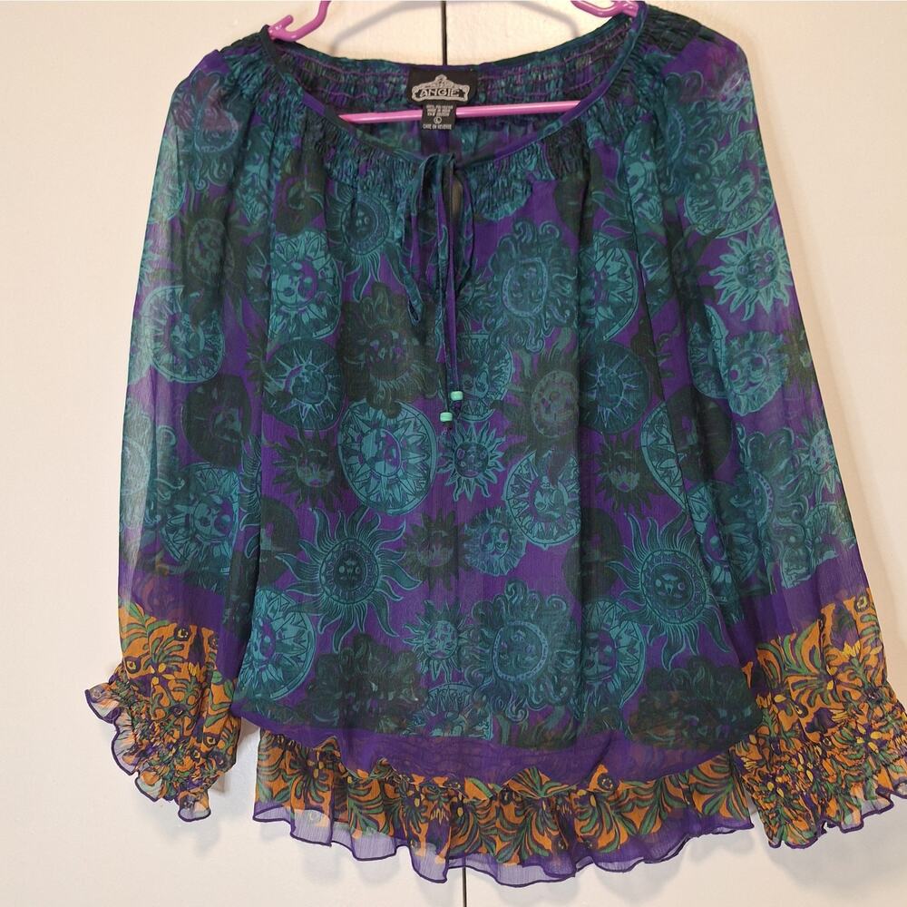 Angie Celestial Sheer Elastic Waist Blouse